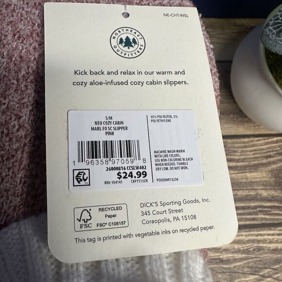 NWT Northeast Outfitters Women's Cozy Cabin Slippers Size S/M (Marl Pink) - Picture 7 of 9